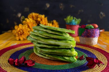 Nopales Mexican Edible Cactus, Mexico Kitchen scene. clipart