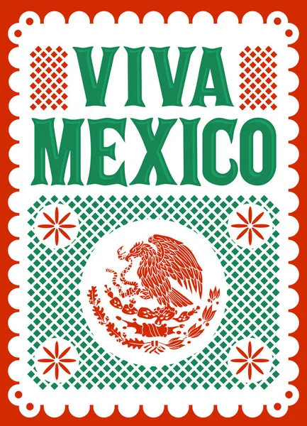 Viva Mexico Mexicaanse Vakantie Vector Poster Straatdecoratie Illustratie — Stockvector