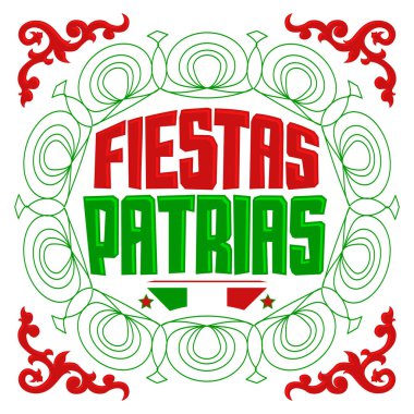Fiestas Patrias, National Holidays Spanish text, Mexico temalı vatansever kutlama bayrağı.