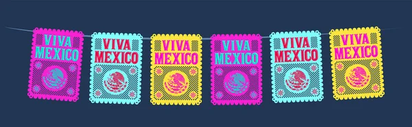 Viva Mexico Mexican Holiday Vector Street Decoration Master Collection — Stock Vector