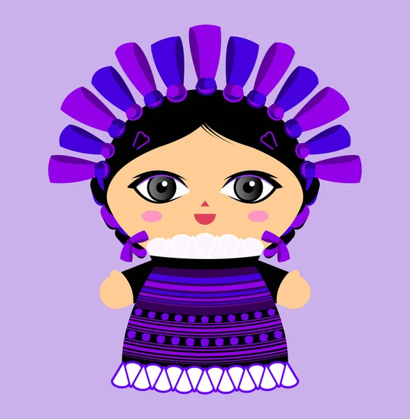 Muñeca Mexicana Vector Ilustración México Muñeca Estilo Tradicional — Vector de stock