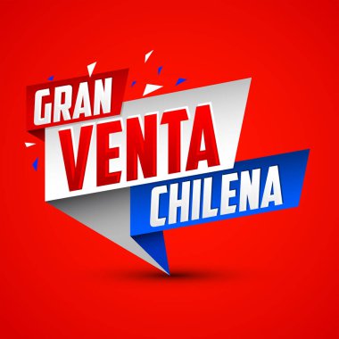Gran venta Chilena, Şili 'de büyük indirim İspanyol metni, vektör modern reklam pankartı.