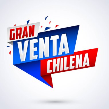 Gran venta Chilena, Şili 'de büyük indirim İspanyol metni, vektör modern reklam pankartı.