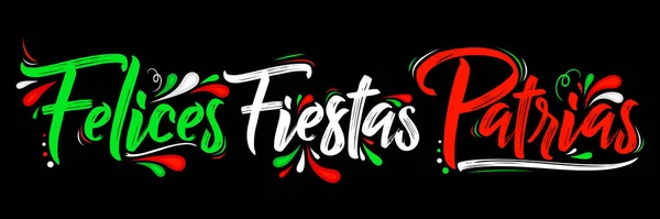 Felices Fiestas Patrias Happy National Holidaysスペイン語のテキスト メキシコのテーマ愛国的なお祝い — ストックベクタ