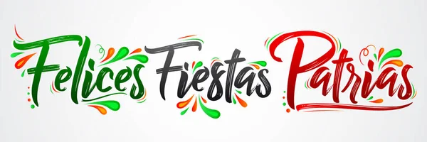 Felices Fiestas Patrias Felices Fiestas Nacionales Texto Español Tema Mexicano — Vector de stock