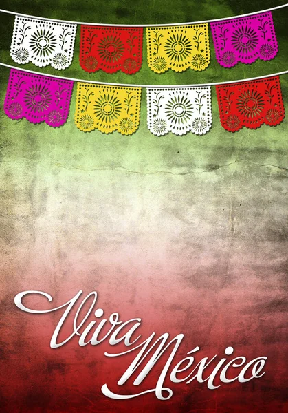 Viva Mexico Poster Mexican Paper Decoration Background — Stock Photo, Image