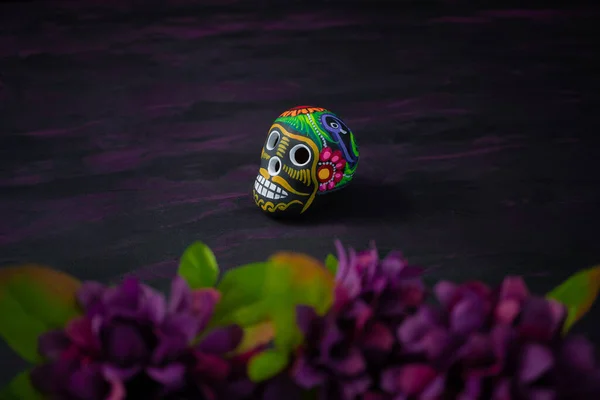 Composición Del Día Los Muertos Hecha Con Cráneo Azúcar Mexicano —  Fotos de Stock