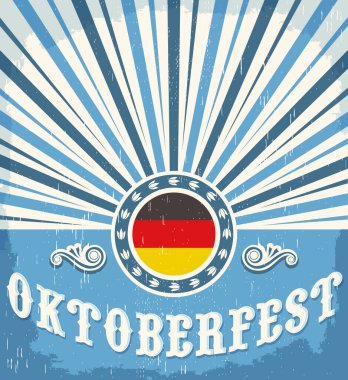Oktoberfest vintage poster tasarımı Vektör eski kağıt illüstrasyonu.