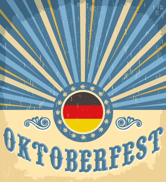 Oktoberfest Vintage Feest Poster Ontwerp Vector Oud Papier Illustratie — Stockvector