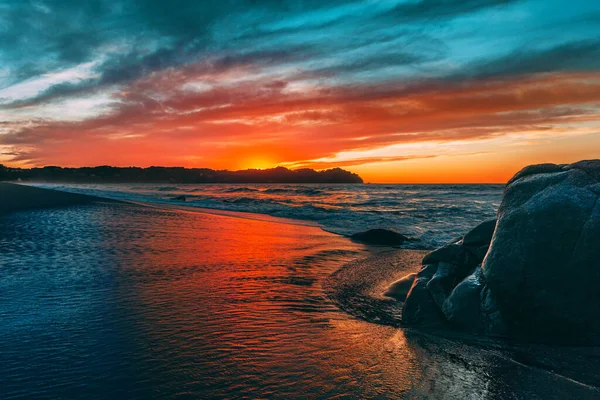 Hermosa Puesta Sol Playa Mexicana Sayulita — Foto de Stock