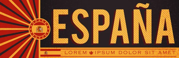 エスパーニャスペインバナーのデザイン タイポグラフィのベクトルイラスト スペイン国旗の色 — ストックベクタ