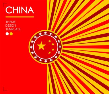 Çin Ulusu Vatanseverlik teması, vektör illüstrasyonu, Çin Bayrağı renkleri.