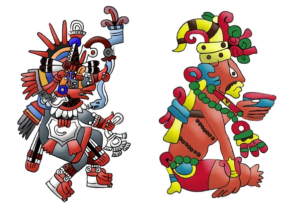 Divinità Maya Kukulkan Itzanma Illustrazione Isolata Sfondo Bianco — Foto Stock