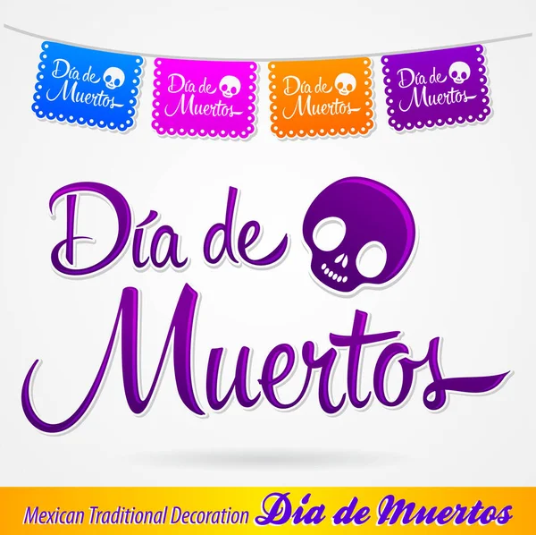 Dia Muertos Dag Van Dood Spaanse Tekst Vector Belettering Decoratie — Stockvector