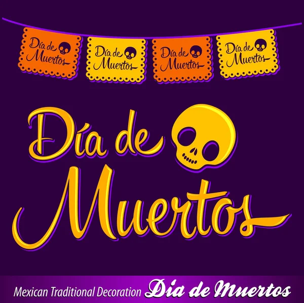 Dia Muertos Día Los Muertos Texto Español Vector Letras Decoración — Archivo Imágenes Vectoriales
