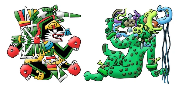Interpretación Deidades Mayas Aztecas Una Ilustración Perro Jaguar Aislada Sobre — Foto de Stock