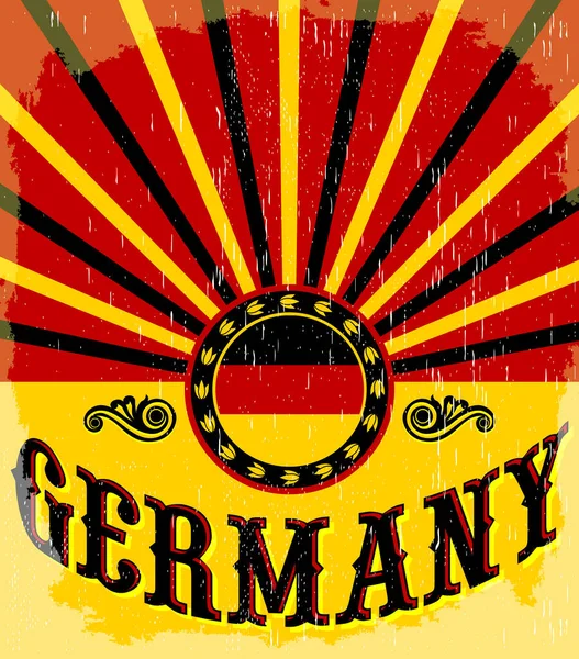 Cartel Vintage Alemania Con Colores Bandera Alemana Diseño Vectores Decoración — Vector de stock