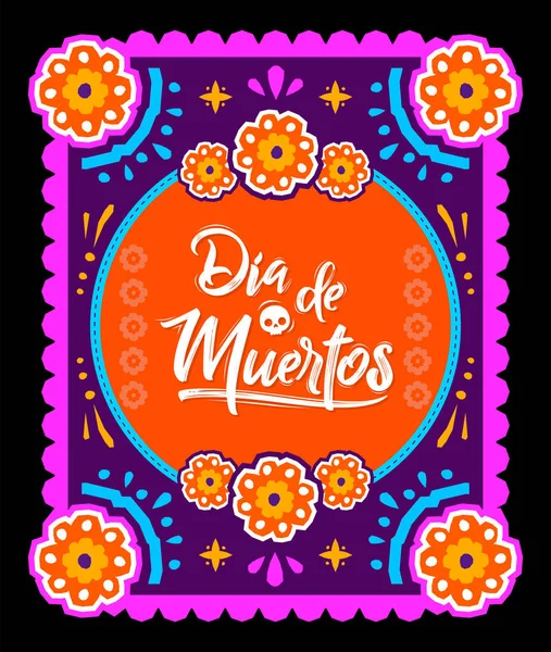 Dia Muertos Day Dead Hiszpański Tekst Oferowanie Wektor Ilustracji — Wektor stockowy