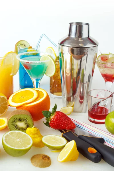 Frutta Utensili Preparare Decorare Bevande Cocktail Fotografia Stock