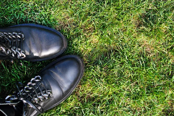 Moda Zapatos Moda Sobre Hierba Verde —  Fotos de Stock