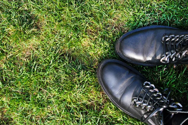 fashion. fashion shoes on green grass