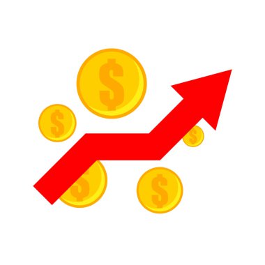 Para artışı vektör ekonomisi grafiği Altın sikkeler illüstrasyon ile nakit kazanma