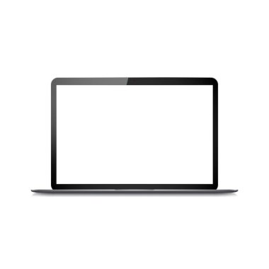 Laptop modern aygıt, taşınabilir bilgisayar, gümüş dizayn modelleme vektörü izole edilmiş illüstrasyon