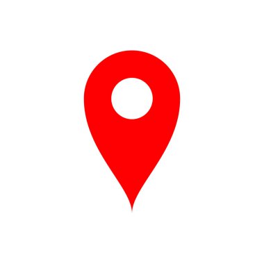 Harita pin vektörü düz navigasyon simgesi, işaretçi kırmızı GPS sembolü izole edilmiş illüstrasyon