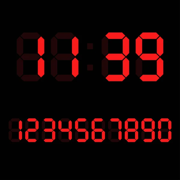 Digtal Number Clock Vector Isolated Timer Ler Red Screen Alarm — Stockový vektor