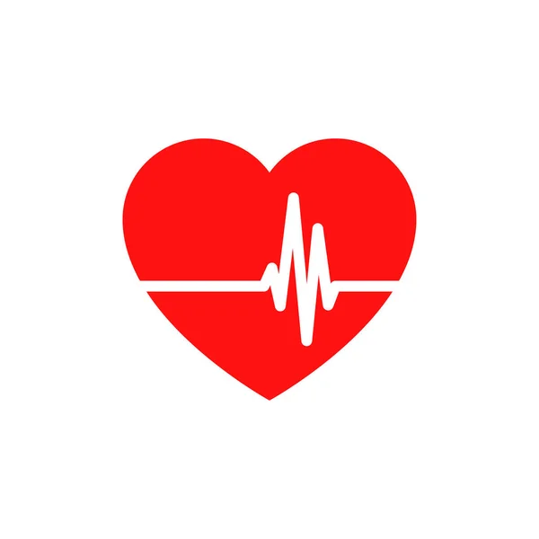 Heartbeat Vector Icon Red Heart Shape Cardio Beat Vector Pulse — Stock Vector