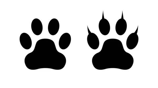 Paw Print Állati Ikon Kutya Vagy Macska Lábnyom Szimbólum Elszigetelt — Stock Vector