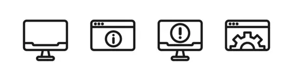 Computerinstellingen Informatie Display Technologie Geïsoleerde Pictogram Set Vector Digitale Info — Stockvector