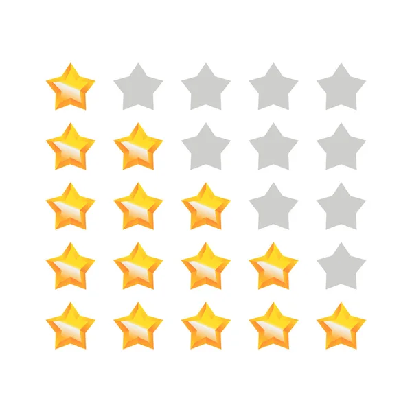 Golden Stars Rating Collection Vector Review Gold Star Set Flat — Stock Vector