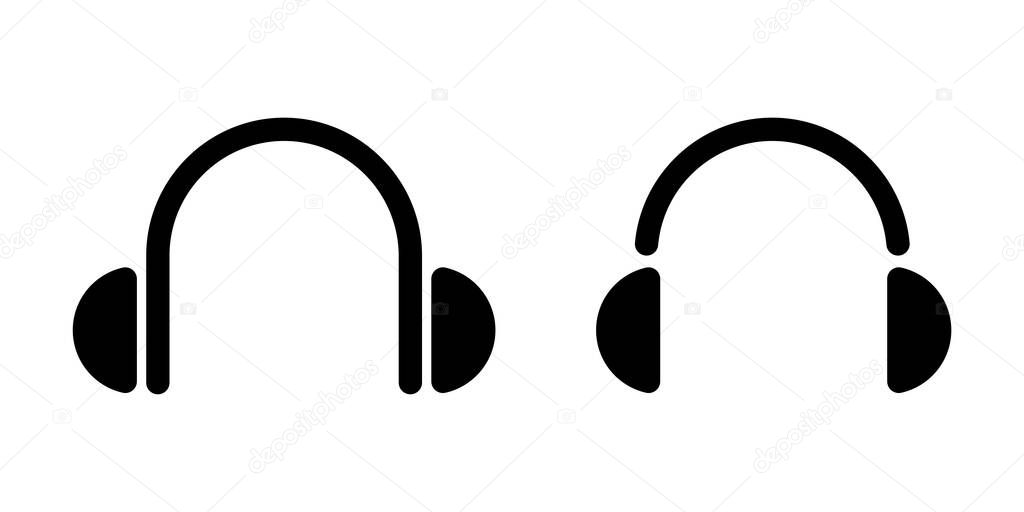 Earphones vector wireless device linear style icon, headphones flat symbol isolated on white background