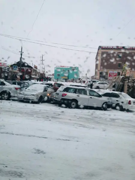 Pierwszy Śnieg Wypadek Drogowy — Zdjęcie stockowe