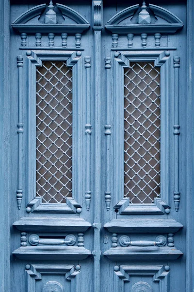 Portas Antigas Madeira Azul Close — Fotografia de Stock