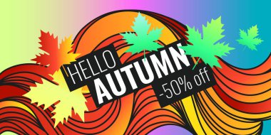 Sonbahar indirimler, yaprakları ile arka plan 