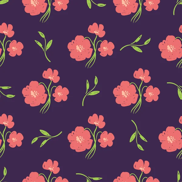 Simple hermosas flores dibujadas a mano — Vector de stock