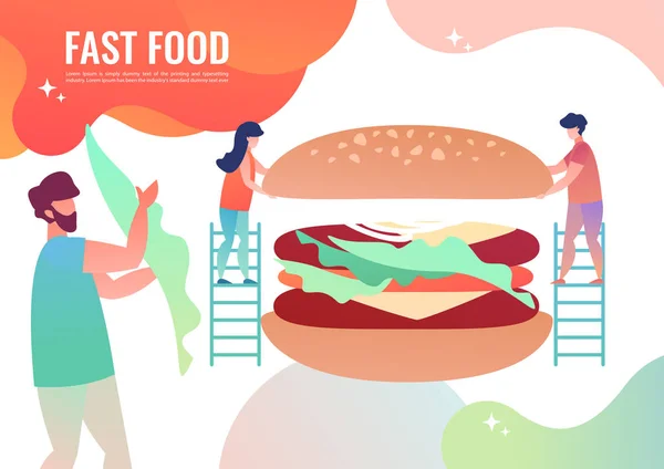 Küçük erkekler yemek fast food, hamburger. 
