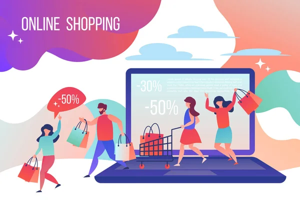İnsanlar online mağazada alışveriş yapmak. 