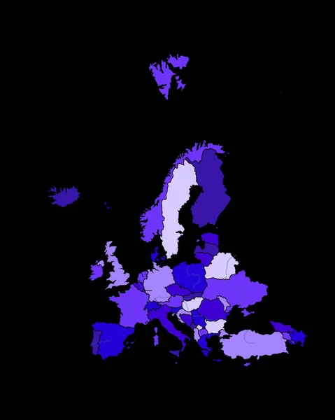 欧洲的地理地图 — 图库矢量图片