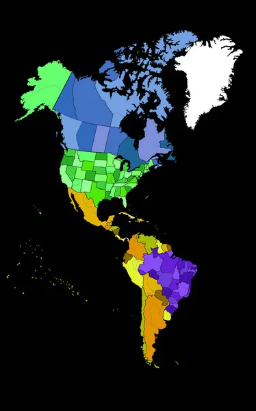 Ilustrace Geografická Mapa Ameriky — Stockový vektor