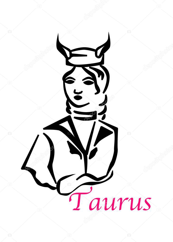 the illustration with the sign of zodiac - the taurus.