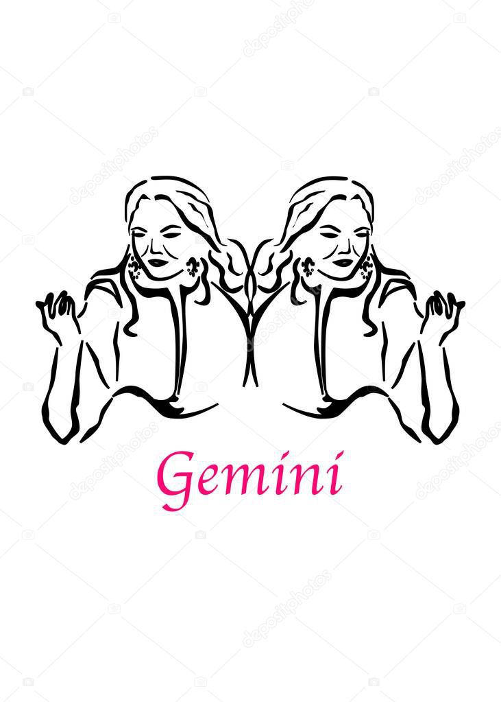 the illustration with the sign of zodiac - the Gemini.