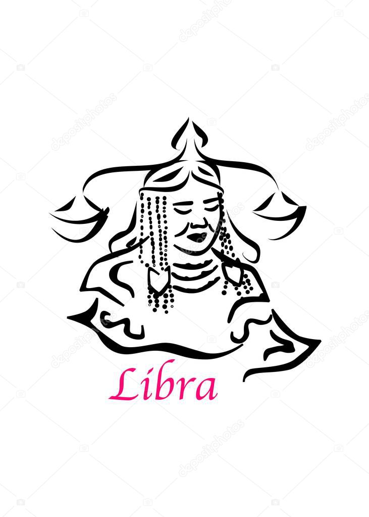 the illustration with the sign of zodiac - the Libra.