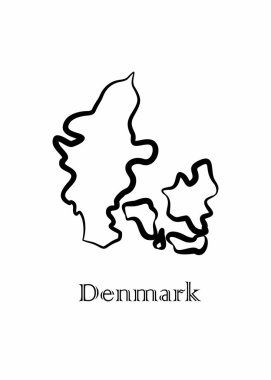 İllüstrasyon - soyut tarzda Danimarka haritası.