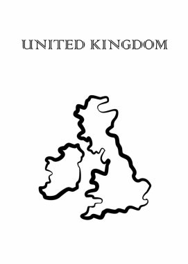 İllüstrasyon - İngiltere soyut tarzda Haritası.