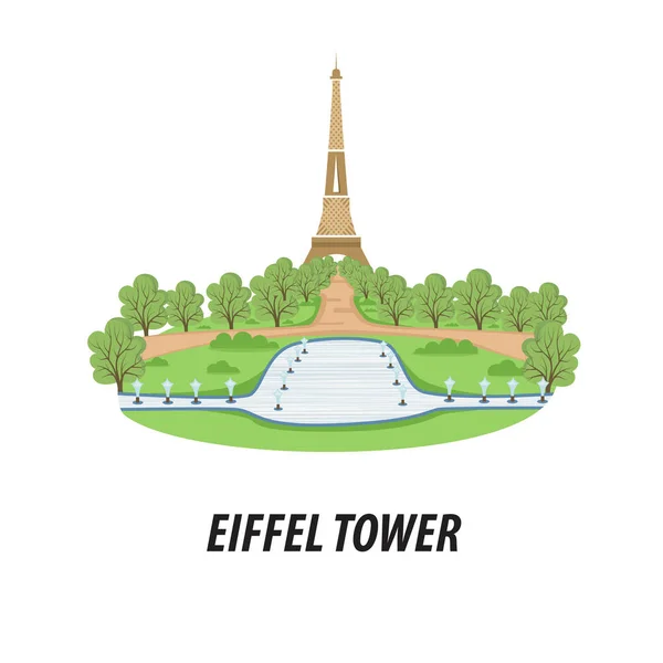 パリの観光スポットをテーマとしたフラットなデザインのスタイルの図 — ストックベクタ