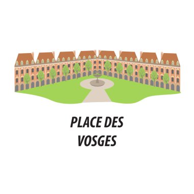 Paris manzaraları tema üzerinde düz bir tasarım tarzı çizimi.