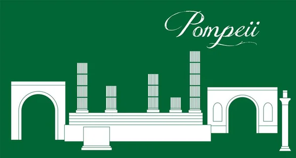 Illustration Stil Eines Flachen Designs Zum Thema Pompeji — Stockvektor